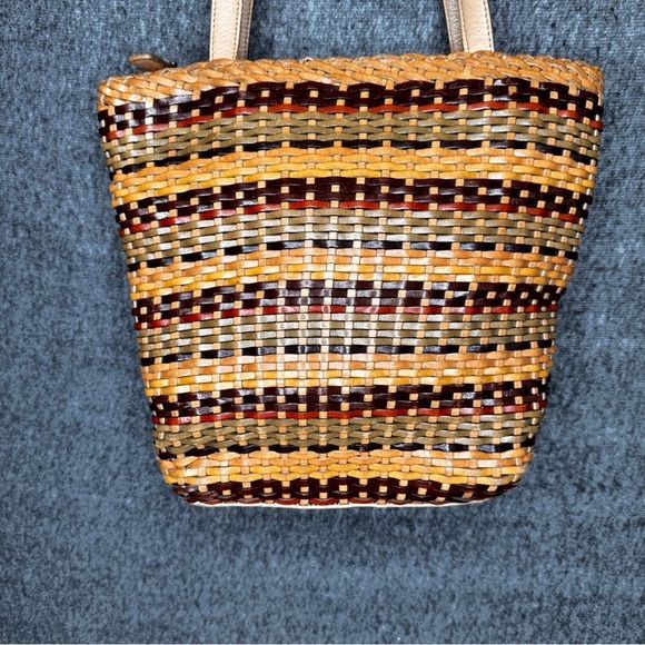 Fossil Woven Leather Y2K Mini Handbag Shoulder Bag‎ Basketweave Boho 75082 - Picture 2 of 9